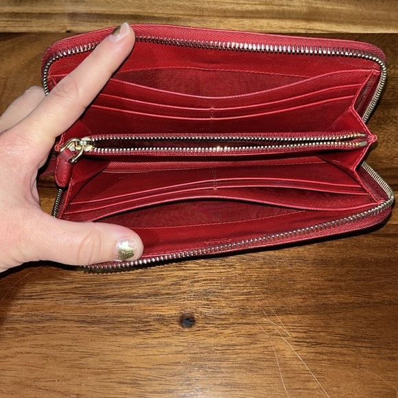 PRADA Red Saffiano Zip Around Wallet - Picture 8 of 12